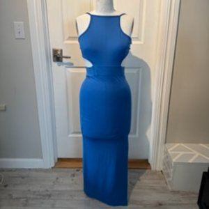 Blue Open Back Midi Dress